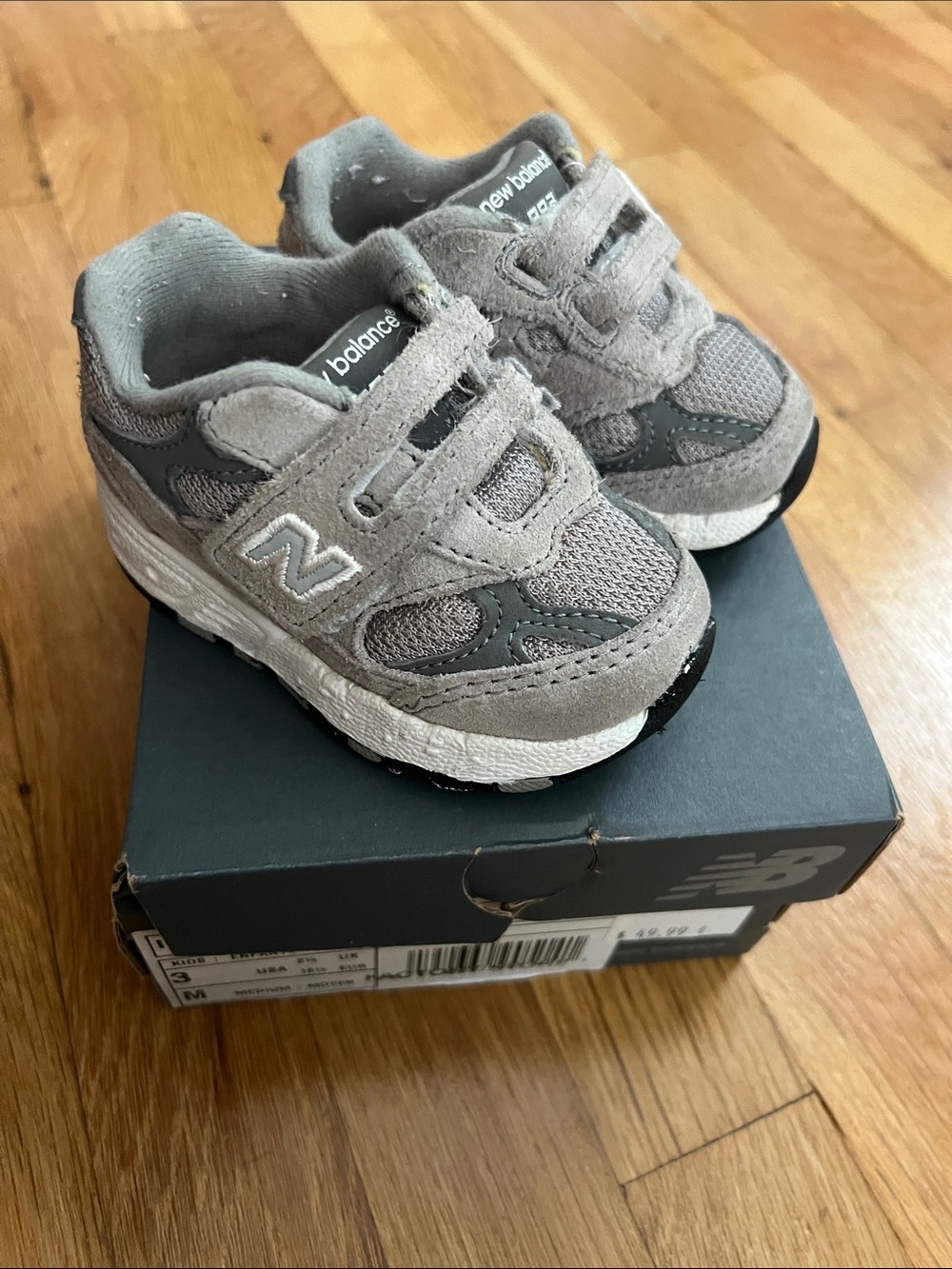 New Balance Toddler Grey Suede & Mesh Hook-and-Loop Sneakers